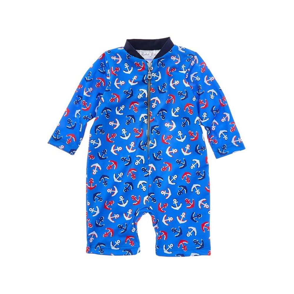 Rachel Riley Girls  Anchor Zip-Up Rash Guard